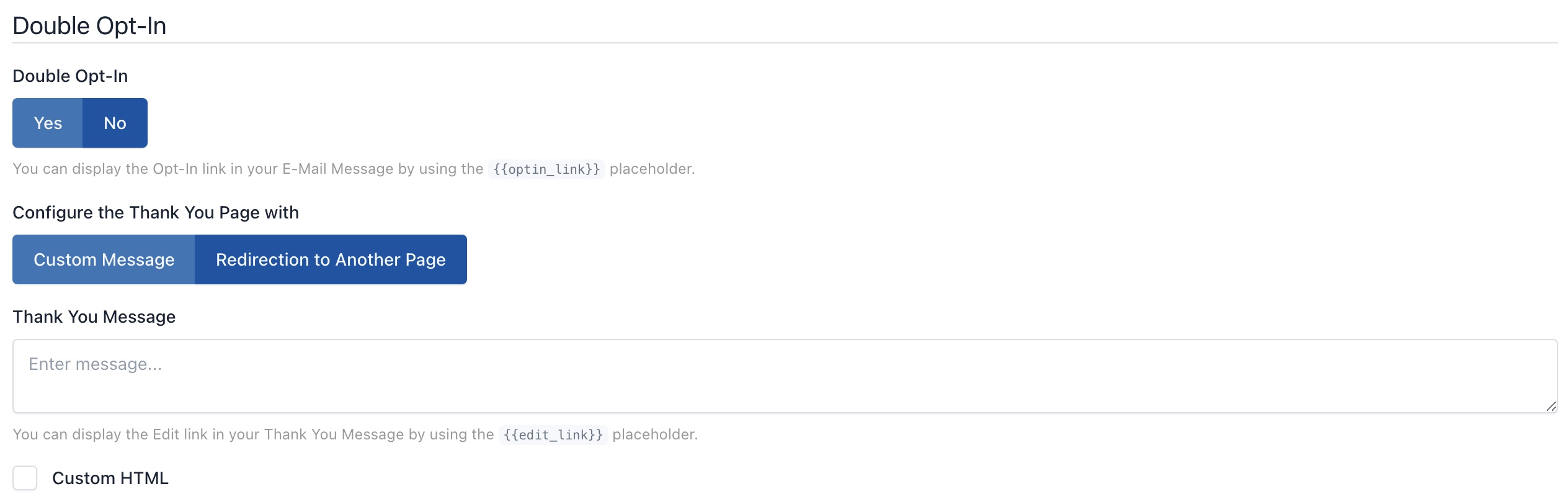 Hoofpick Biz - Confirmation Settings - Double Opt-In