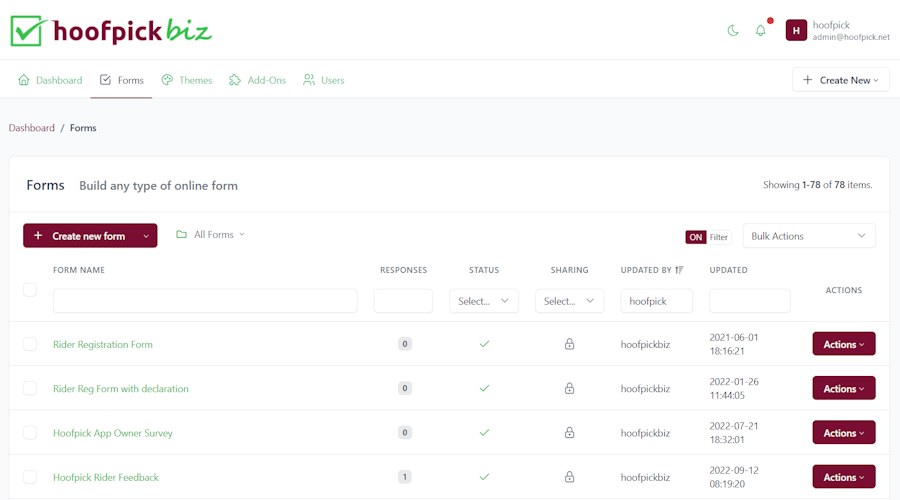 Hoofpick Biz - Form Manager