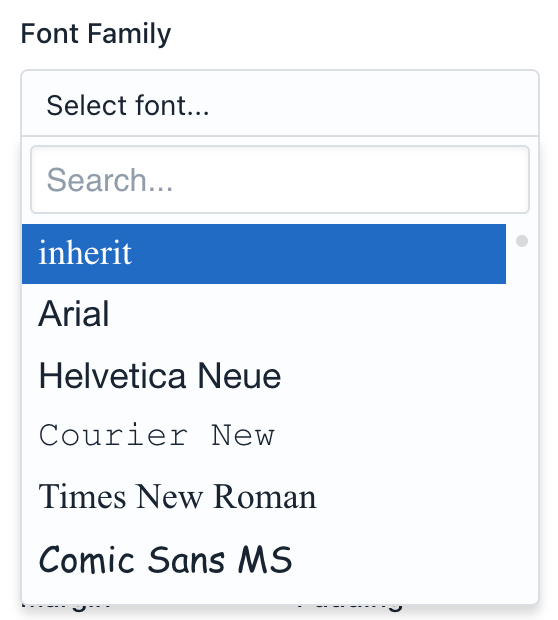 Hoofpick Biz - Theme Designer - Font Selector