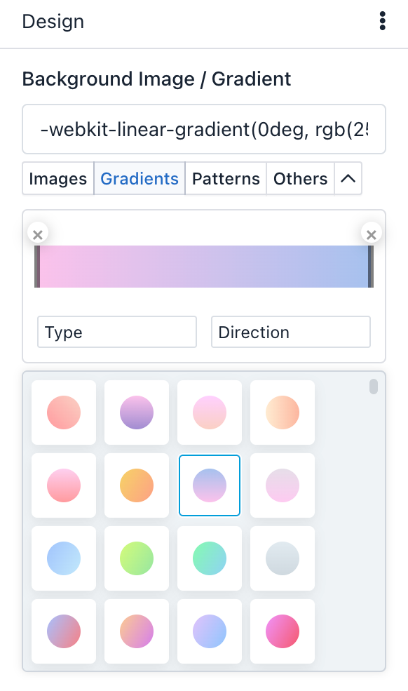 Hoofpick Biz - Theme Designer - Gradient Selector